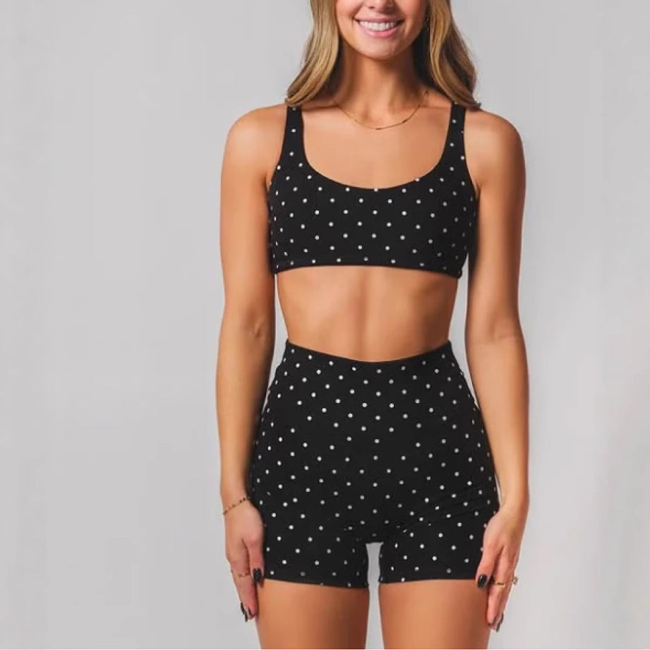 Split Casual And Comfortable Wave Point Two Piece Swimsuit Suit