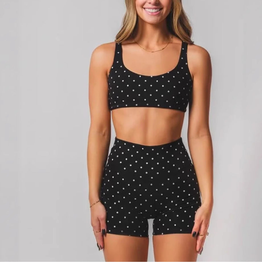 Split Casual And Comfortable Wave Point Two Piece Swimsuit Suit