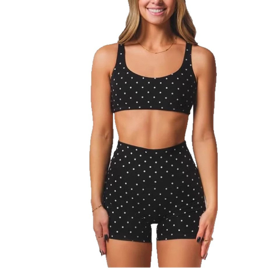 Split Casual And Comfortable Wave Point Two Piece Swimsuit Suit